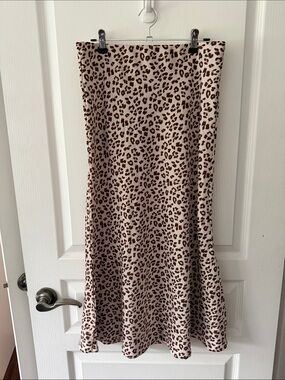 Envy Leopard Print Midi Skirt in Cream and Brown